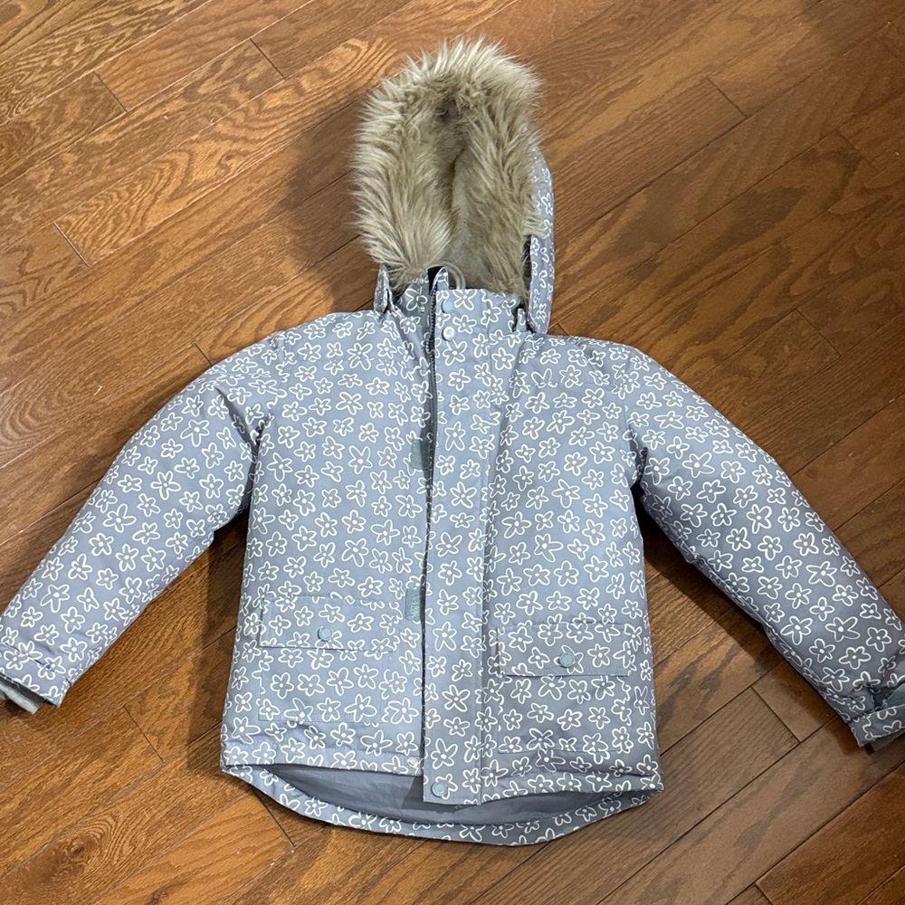 Rylee + Cru Kids Gray Floral Winter Jacket
